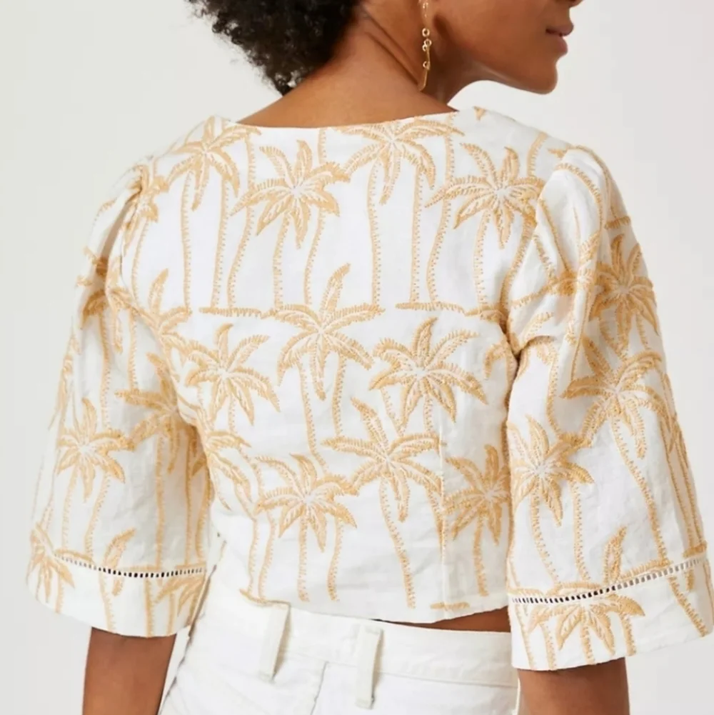 Anthropologie Embroidered Palm Tee Scotch & Soda Crop Blouse Top S - Picture 2 of 6